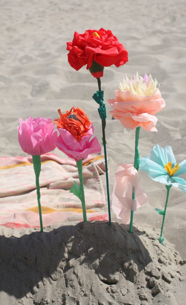 bloemen van papier aan zee workshop